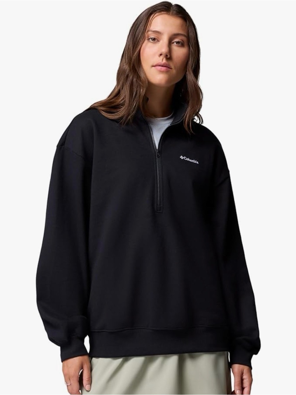 Columbia Women's XL Aldermore Half Zip Fleece Pullover In Black Relaxed Fit